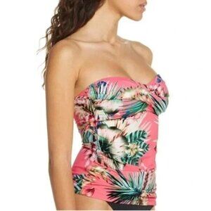 New La Blanca Tropical Rain Printed Tankini Top Size 6